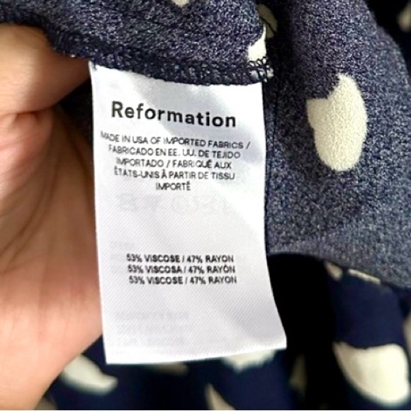 Reformation Danika Navy White Abstract Midi Shirt Dress Size S - Picture 10 of 12